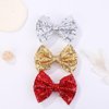 3PCS Sequins Bow Hair Clips for Toddler Girls 4 inch Valentine's Day Glitter Cheer Bow Barrettes Gold Red Silver Hair Pins Hair Accessories for Women Girls Claw Clips for Valentine's Party Decorations
