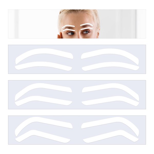 JJUNW 18 Pcs Eyebrow Stencil Tape, 36 Pairs Eyebrow Trimmer Soft Eyebrow Shaper, DIY Makeup Model Eye Makeup Tools Eyebrow Drawing Auxiliary Set for Beginners, Elderly Women
