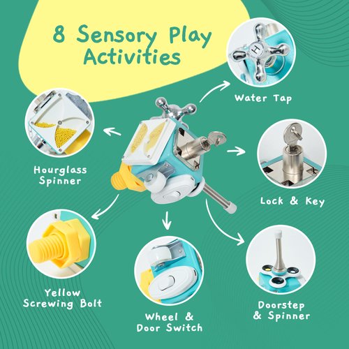 Jumble Dream Busy Cube Sensory Toys for Toddlers is a Handmade Montessori Toys Fidget Cube - Wooden Busy Board Baby Toys Activity Cube Travel Toy for Children with Autism Toys & ADHD 1 2 3