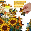 Stained Glass Puzzles for Adults 1000 Pieces and up, PICKFORU Sunflowers Puzzle as Home Decor, Butterfly Flower Puzzles as Home Decor