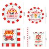 Carnival Party Supplies Decorations, Circus Theme Birthday Paper Plates and Napkins Set with Cups and Straws for 24 Guests, 120 Pcs Disposable Party Dessert Dinnerwares