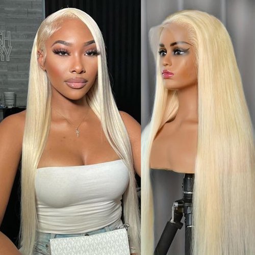 613 Straight Lace Front Wigs Human Hair 13x4 HD Lace Front Wigs Human Hair Pre Plucked with Baby Hair 20 Inch Blonde 13x4 Lace Closure Human Hair Wig 180% Density Frontal Human Hair Wigs for Women