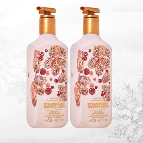 Bath & Body Works Strawberry Snowflakes Cleansing Gel Hand Soap 2 Pack 8 oz. (Strawberry Snowflakes), Total : 16.0 Fl Oz