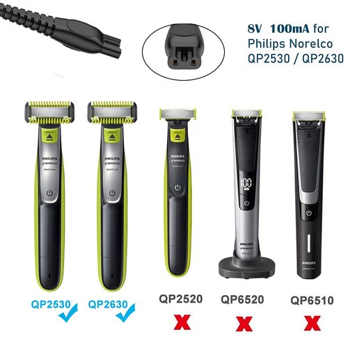 LIANSUM 2W Philips Shaver One Blade QP2630 Charger Power Cord Replacement for Philips HQ850, Compatible for Philips Norelco Oneblade QP2530, QP2630 Electric Razor Trimmer Charging Cable Supply