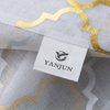 YJ YANJUN White Sheer Curtains 84 inches Long Trellis Gold Foil Curtains for Living Room Bedroom Set of 2 Panles, 52 x 84 inch