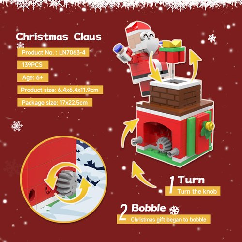 Christmas Building Blocks Sets Rotating Christmas Santa Building Sets for Kids 2024 Christmas Kits Small Xmas Building Brick Toys Gifts for Adults Teens Kids Girls Boys Ages 6+(139PCS Small Size)