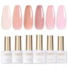 GAOY Jelly Nude Pink Gel Nail Polish Set, 6 Transparent Sheer Colors Soak Off UV Light Cure Gel Polish Kit for Salon and Nail Art DIY at Home