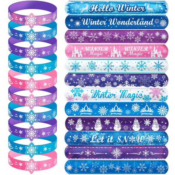 DMIGHT Frozen Party Favors 30 Slap Bracelets Birthday Supplies for Girls Kids, Frozen Theme Birthday Party Decorations