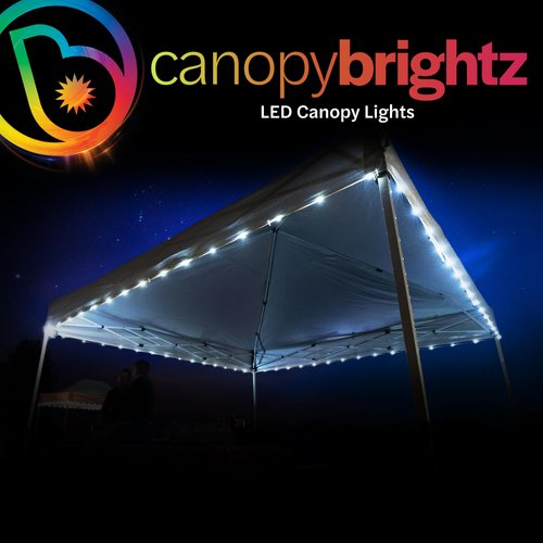Brightz CanopyBrightz LED Canopy Lights, White - Outdoor Canopy Tent Lights for 10ft x 10ft Tents - Instant Pop Up Canopy Lights - 40 ft String Light