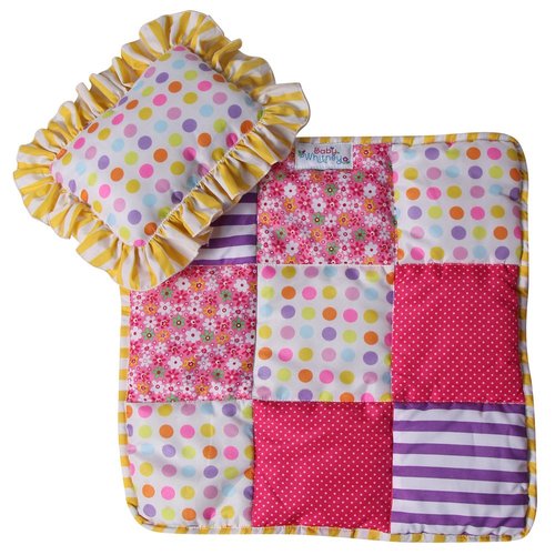 Baby Whitney Patchwork Quilt Baby Doll Blanket and Baby Doll Pillow for Baby Doll Bedding Set | Doll Bed Pillow, Doll Quilt | Bedding and Pillow for American Girl Doll