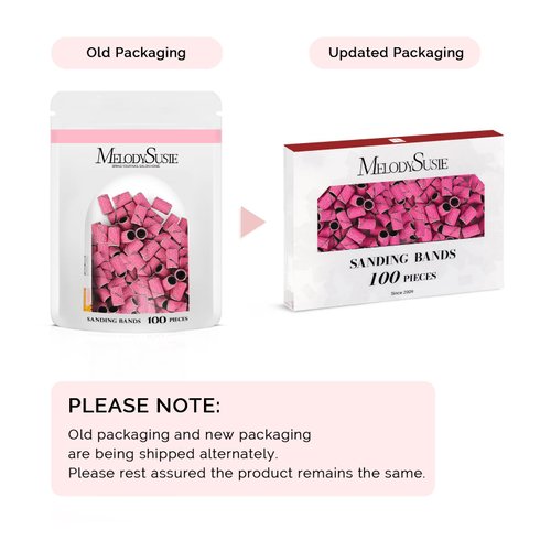 MelodySusie 100 Pcs Professional Sanding Bands Nail Manicure 180 Grit File Sand Piece Set For Nail Drill Bits