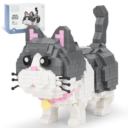 Cute Animal Micro Mini Building Blocks Kit, Blue Cat Mini Bricks Building Toys for Adults Boys and Girls, Party Favors for Kids 12+ 14+, Christmas Birthday Gift, Carnival Prizes (673 PCS)