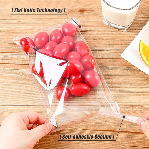 SUREHOME Cookie Bags Cellophane Clear Individual Treat for Cookies, 5x6 Inch Gift Giving Packaging, 100PCS Plastic Self Adhesive Wrappers Candy Bag