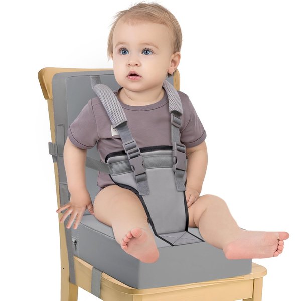 Booster Seat for Kitchen Chair at Table - Toddler Harness Seat Straps High Back PU Ease of Cleaning Sturdy Booster Seat for Dining Table for Kid Child Baby