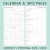 2024 Weekly & Monthly Planner Refill, 3-3/4" x 6-3/4", January 2024 - Dec 2024, Personal/Compact/Size 3