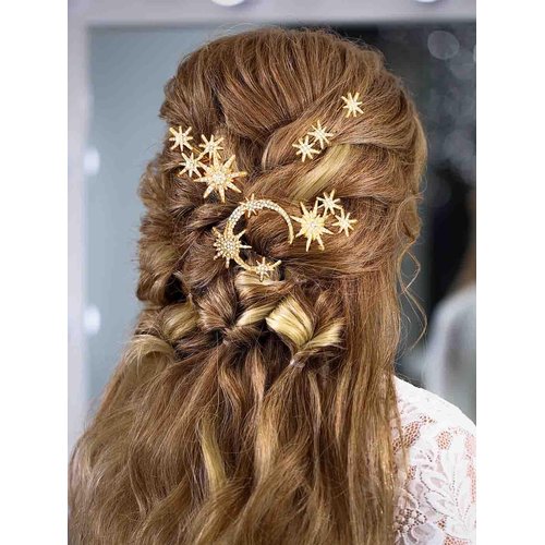Casdre Star Hair Pins Rhinestone Bridal Hair Pieces Sparkly Crystal Bride Wedding Celestial Hair Accessories for Women and Girls