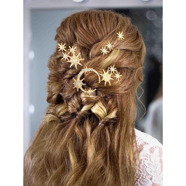 Casdre Star Hair Pins Rhinestone Bridal Hair Pieces Sparkly Crystal Bride Wedding Celestial Hair Accessories for Women and Girls