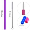 ALINK Reusable Boba Smoothie Straws, 10” Long Extra Wide Fat Silicone Straws for Drinking Bubble Tea, Set of 6 with Cleaning Brush