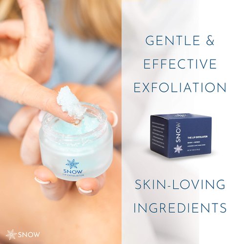 SNOW Lip Exfoliating Sugar Scrub - Lip Scrub Exfoliator for Plump & Soft Lips - Lip Care Product with Jojoba Oil - Moisturize Dry Lips - Lip Care Kit Essential - Lavender & Mint