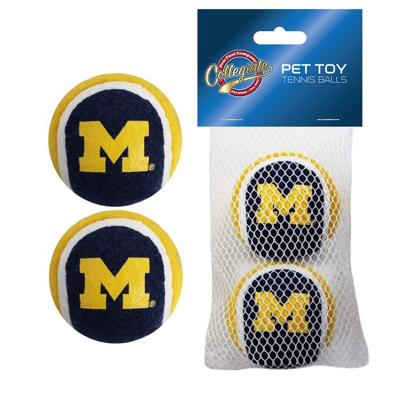 Pets First NCAA Michigan Wolverines Tennis Balls for Dogs & Cats - 2 Piece Set with Team Logo in Vibrant Team Color, One Size, MI-3189