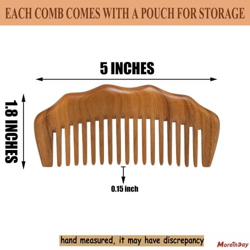 The Moreinday Wooden Comb for Women, Wooden Wide Tooth Comb, Wood Comb for Men, Green Sandalwood Comb Hair Comb