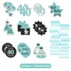 Happy 40th Birthday Party Hanging Swirls Streams Ceiling Decorations, Celebration 40th Foil Hanging Swirls with Cutouts for 40 Years Teal Silver Black Blue Birthday Party Decorations Supplies