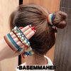 BASEMMAHER 20Pcs Glitter Rainbow Hair Ties Gay Pride Colorful Knotted Stretch Hair Rope Pearl Elastic Bracelet Ponytail Holder Hair Scrunchie Accessories for Women Girls LGBTQ Parade Party Headpiece