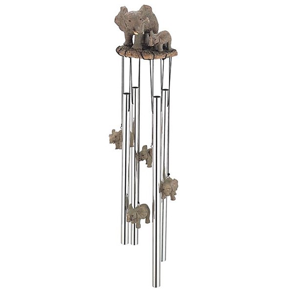 George S. Chen Imports Wind Chime Round Top Elephant Family Garden Decoration Windchime