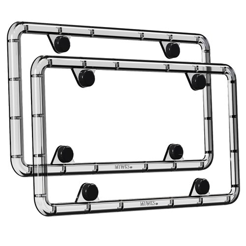 MTWKS Premium Polycarbonate License Plate Frame Universal US Canada Mexico Car License Plate Holder Rust-Proof Weather-Proof UV-Proof Accessories Included (2pcs, Black)