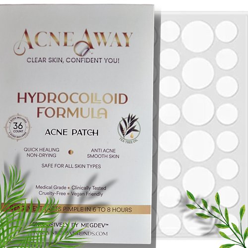 Acne Away Acne Patch: Rapid Healing & Invisible Coverage - Hydrocolloid Acne Pimple Patch for Zit Coverage and Blemish Control, Tea Tree Oil (36 Count)