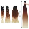 HMIEPRS 6 Pack Braiding Hair Extensions 24 Inch, Colored Pre Stretched High Temperature Synthetic Ombre Braids Hair Yaki Texture for Women Girls (Black-Brown-Beige)