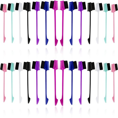 NSBELL 28PCS 3 in 1 Hair Edge Brush Double Sided Hair Comb Pack Smooth Brush Comb Grooming, 7 Colors
