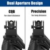 UUQ 45 Degree Offset Fiber Optic Iron Sights,Flip Up Front Rear Sites with Red&Green Dot,BUIS Backup Sight Set for Airsoft Gun, Tool-Free Adjustable Front Sight Rapid Transition,Fits Picatinny Rails