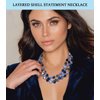 Noessla Layered Beaded Chunky Necklace for Women Boho Two-color Shell Statement Necklace Fashion Collar Costume Jewelry Gifts for Mum(Blue)