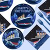 96Pcs Nautical Themed Party Supplies 350GMS Ocean Ferry Navy Paper Plate and Napkins Tableware Cruise Ship Classic Movie Party Decorations for Boys Men Baby Shower Anchor Birthday Party, Serves 24