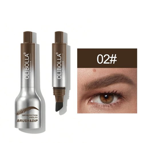 Upgraded Microblading Eyebrow Pen, Brow-Fection Angled Brush & Dip, Liquid Eyebrow Brush, Waterproof Brow Pen, Eyebrow Tint, Eyebrow Contouring Pen, Realistic hair-like strokes (02 Light Coffee)
