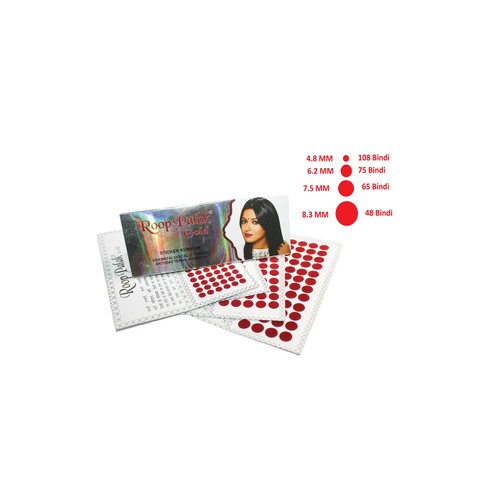 IndianStore4All Color Velvet Dot Bindi Tattoo Stickers Adhesive Body Jewelry Multi Size Indian Daily Use Forehead Bindi Round Dot (Mehroon)