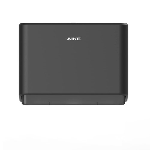 AIKE Multifold Paper Towel Dispenser, Wall Mount Tissue Dispenser with Smart Lock, 200 Sheets Black, Folded Size 10" x 3.1" Or Smaller