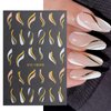 Marble Wave Nail Art Stickers Decals, 3D Stripe Line Nail Self-Adhesive Sticker Designs, Gold Line Heart Nail Transfer Decal Decorations for Women Girls DIY French Nail Art Sticker Resin Nail Art Tips