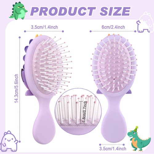 mini hair brush for kids, small toddler Hair Brush, travel hair brush for Boys and Girls,Baby hair detangling brush Massage Hair Brush with Air Cushion for Thick or Curly Hair Straight Hair(Purple)