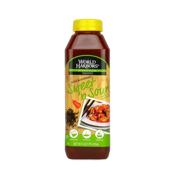 World Harbors Maui Sweet and Sour Sauce - Hawaii Style Perfect for Dipping, Dumplings, Chicken Nuggets, Various Meats Including Beef, Pork, Seafood & Vegetable Made in USA 16-Fl Oz Bottles (Pack of 1)