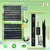Eyelash Extension Kit 280 pcs Fluffy Lash Clusters D Curl 14-22mm Mix 80D&100D Individual Lashes with Lash Bond, Lash Seal and Lash Applicator for Lash Extension, by Anforlin