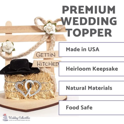 Gettin Hitched Western Affection Wedding Cake Topper: Heart Color: SILVER