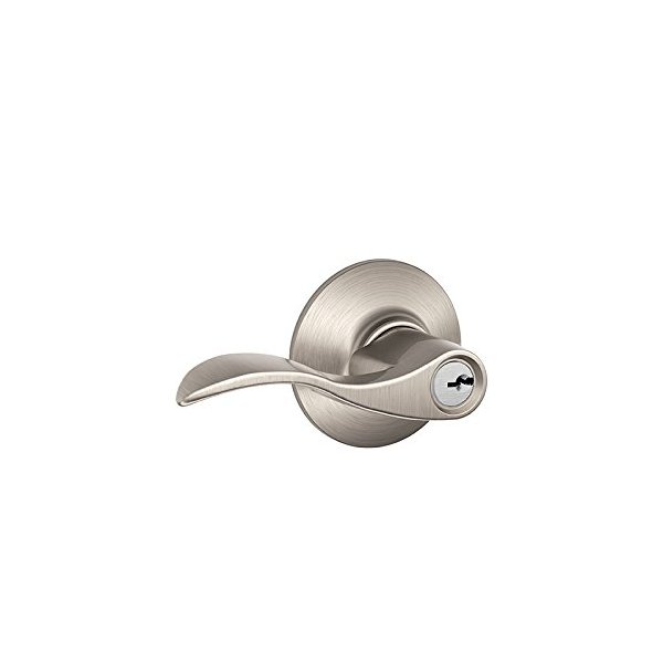 Schlage F51A ACC 619 Accent Door Lever, Keyed Entry Lock, Satin Nickel