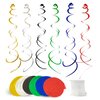 30 Pieces Hanging Swirl Party Decorations Foil Decorations Ceiling Swirl Spiral Hanging Plastic Streamer for Ceiling Birthday Graduation Wedding Celebration Baby Shower Party Supply （Colourful）