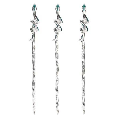 Hawwwy Snake Hair Sticks for Buns - Set of 3 Hair Stick Pin - Hair Chopsticks and Hair Sticks for Long Hair - Silver Hair Pin, Hair Accessories for Women Versatile and Ideal for Any Occasion, tictac
