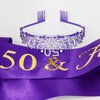 Ondder 50th Birthday Sash Purple Birthday Tiara and Sash for Women 50th Birthday Sash and Crown for Women 40 & Fabulous Birthday Sash Birthday Party Decorations Gifts for Her Party Favors Supplies