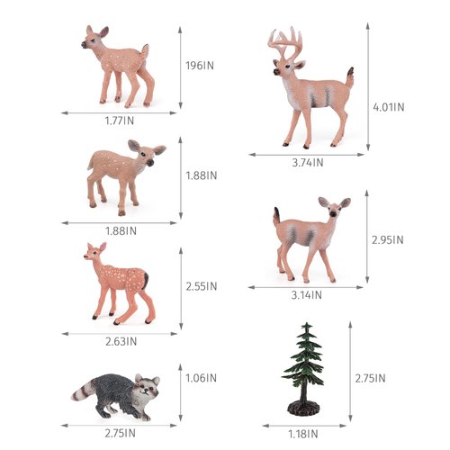 Sinmelechtra 8PCS Wildlife Model Figures Set White-Tailed Deer Merganser Raccoon Tabletop Ornament Party Favors Toys for Boys Girls Kids