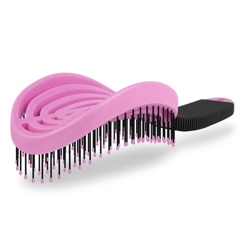 NuWay 4HAIR DoubleC U.S. Patented Double Curved Detangling Brush (Rose Pink)