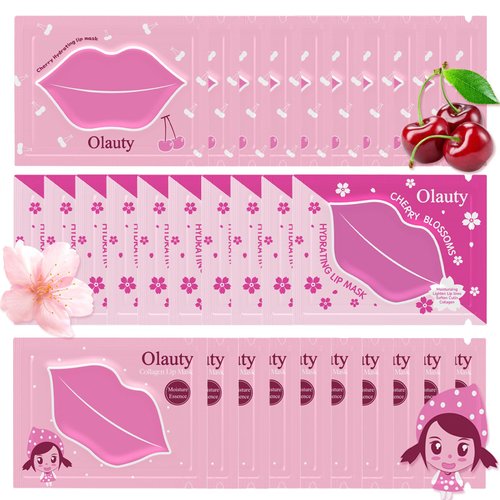 30 Pairs Lip Masks, Overnight Collagen Crystal Strawberry Lip Care Gel Masks,Reducing Chapped, Anti-Aging Lip Patches,Moisturizing Lip Sleeping Mask for Plump&Sexy Lips,Pink